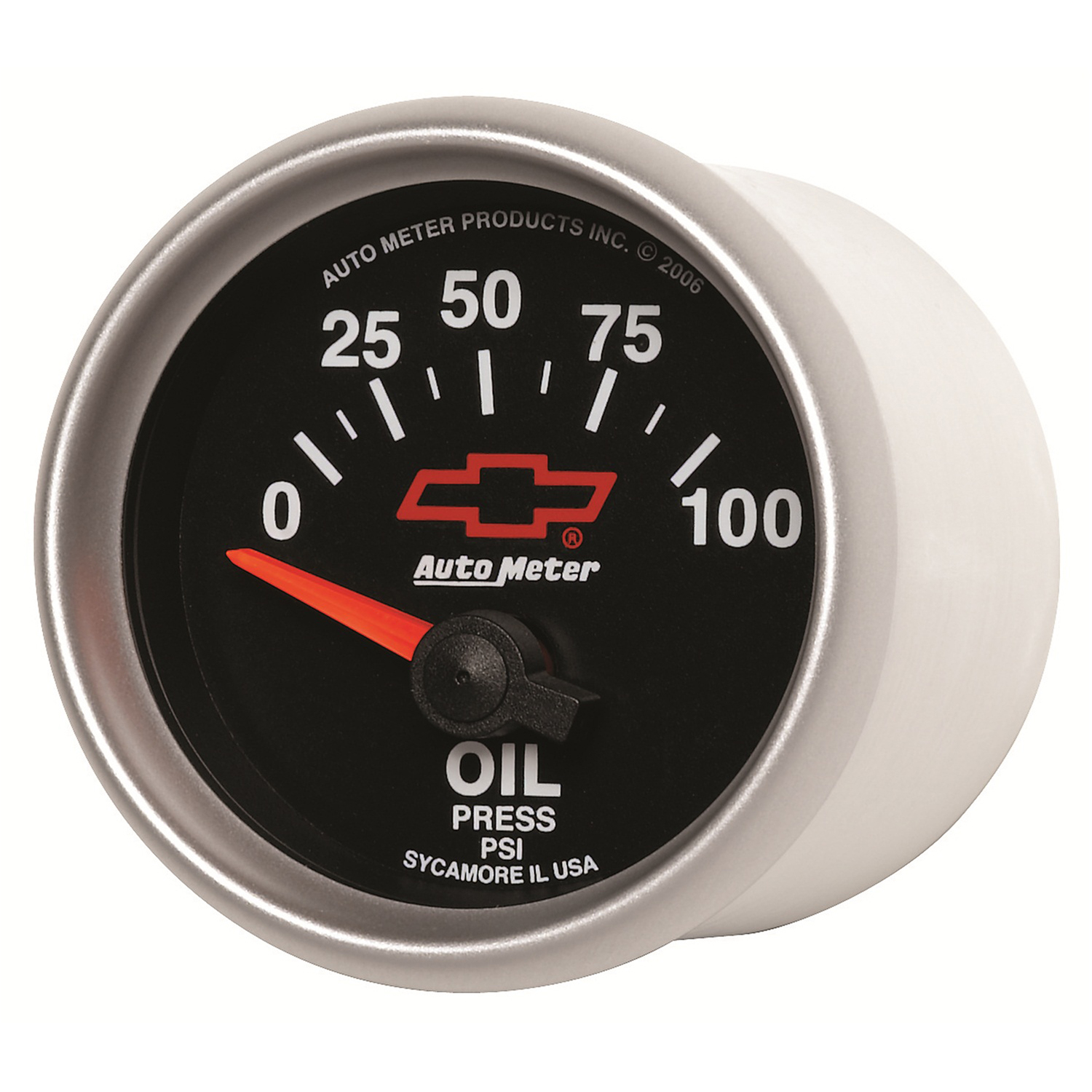 AUTOMETER Oil Pressure Gauge 2 1/16", 100PSI, Electric, Chevy Red Bowtie, Black