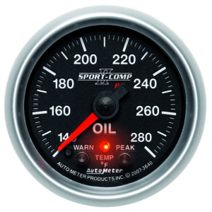 AUTOMETER Oil Temperature Gauge 2 1/16", 140-280°f, Stepper Motor W/Peak & Warn, Sport-Comp II