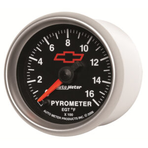AUTOMETER EGT Pyrometer Gauge 2 1/16", 1600°f, Stepper Motor, Chevy Red Bowtie, Black
