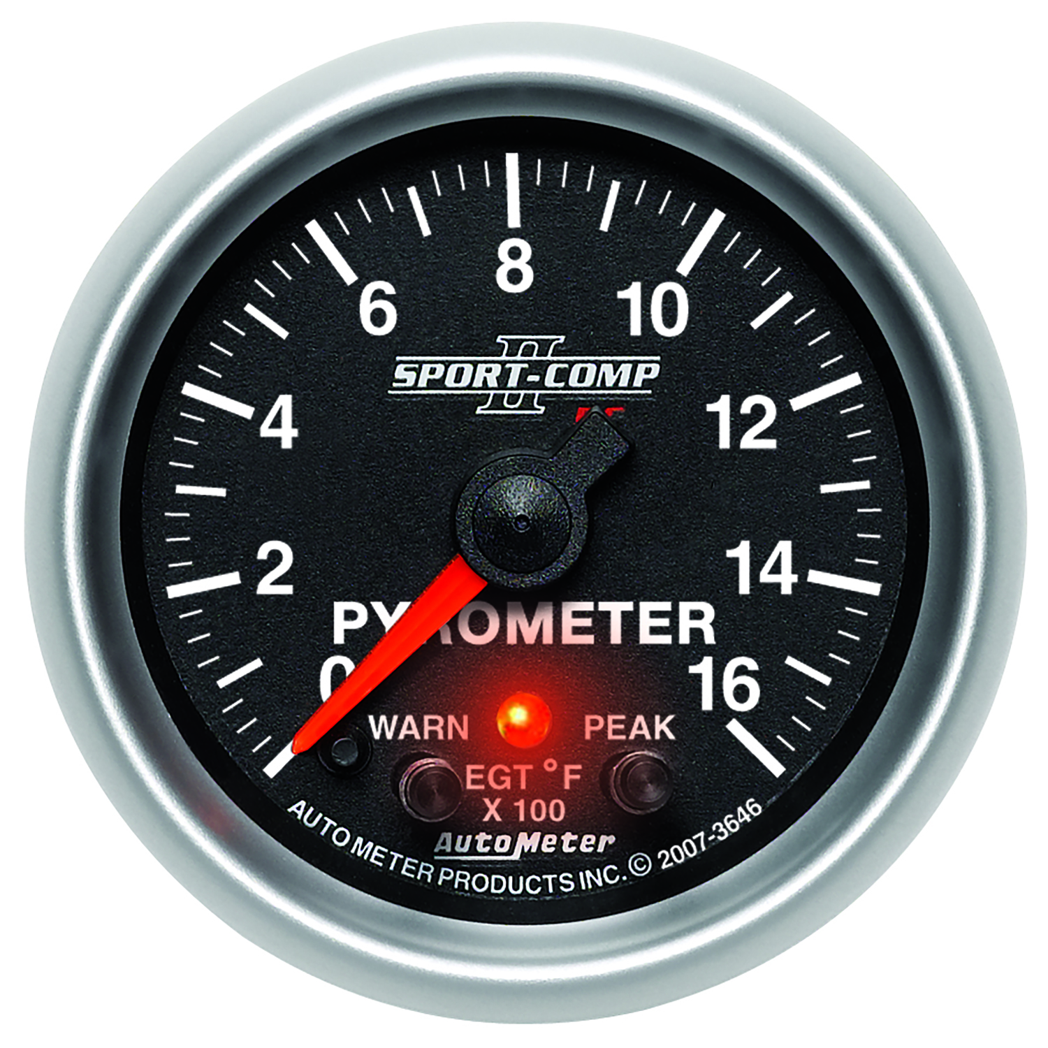 AUTOMETER EGT Pyrometer Gauge 2 1/16", 1600°f, Stepper Motor W/Pk & Wrn, Sport-Comp II