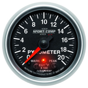 AUTOMETER 2 1/16"  2000°F EGT Pyrometer Gauge, Stepper, Peak, Warning, Sport-Comp II