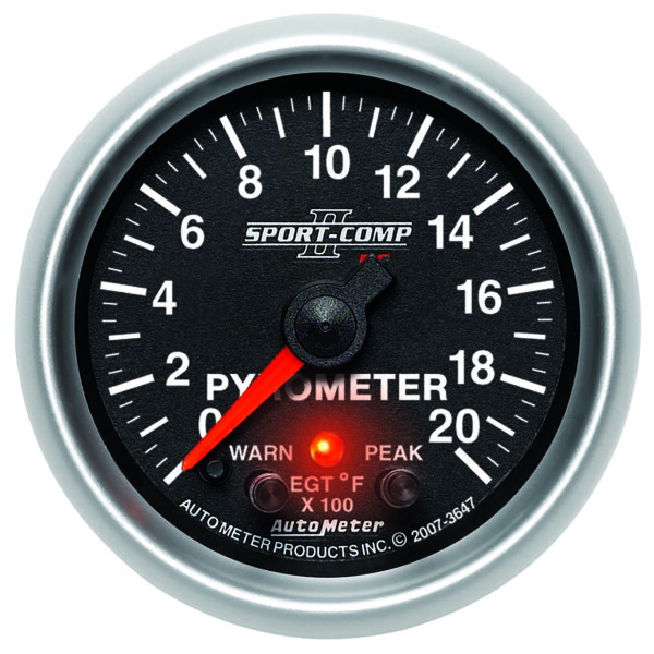 AUTOMETER 2 1/16"  2000°F EGT Pyrometer Gauge, Stepper, Peak, Warning, Sport-Comp II