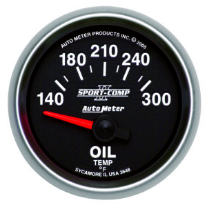 AUTOMETER Oil Temperature Gauge 2 1/16", 140-300°f, Electric, Sport-Comp II