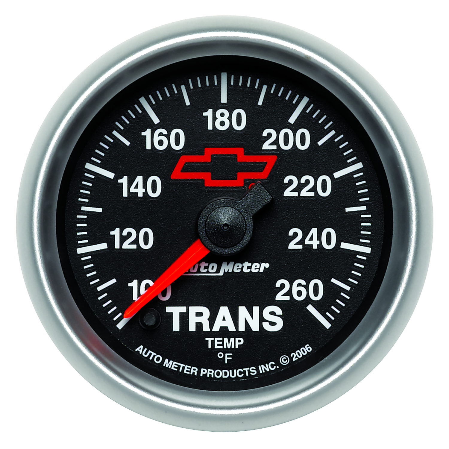 AUTOMETER Transmission Temperature Gauge 2 1/16", 100-260°f, Digital Stepper Motor, Chevy Red Bowtie, Black