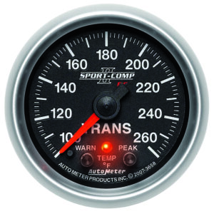AUTOMETER Transmission Temperature Gauge 2 1/16", 100-260°f, Stepper Motor W/Peak & Wrn, Sport-Comp II