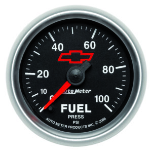 AUTOMETER Fuel Pressure Gauge 2 1/16", 100PSI, Digital Stepper Motor, Chevy Red Bowtie, Black