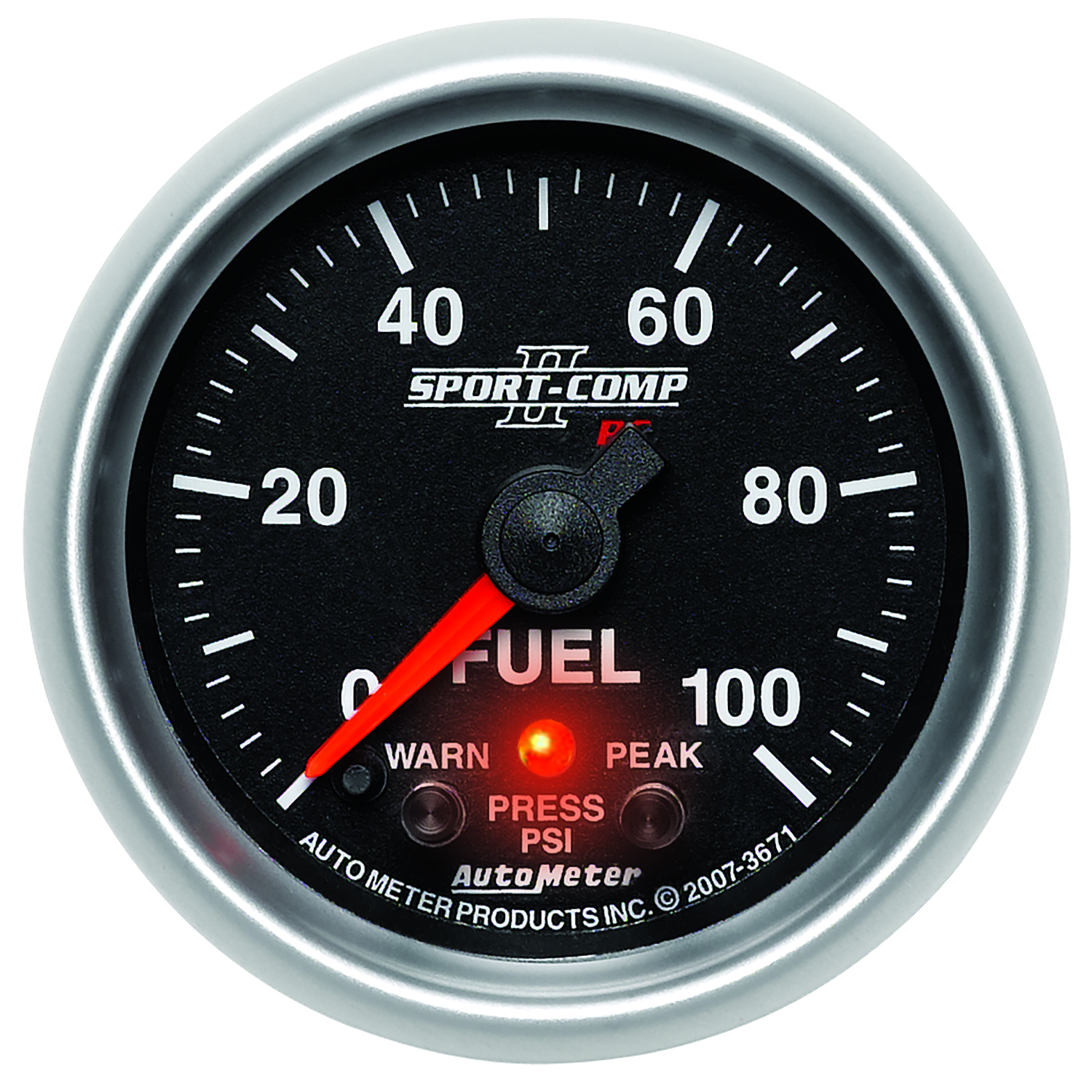 AUTOMETER Fuel Pressure Gauge 2 1/16", 100PSI, Digital Stpr Mtr W/Pk & Wrn, Sport-Comp II