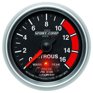 AUTOMETER Nitrous Pressure Gauge 2 1/16", 1600PSI, Stepper Motor W/Pk & Wrn, Sport-Comp II