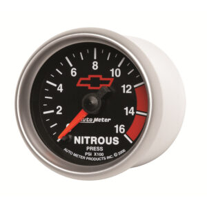 AUTOMETER Nitrous Pressure Gauge 2 1/16", 1600PSI, Digital Stepper Motor, Chevy Red Bowtie, Black