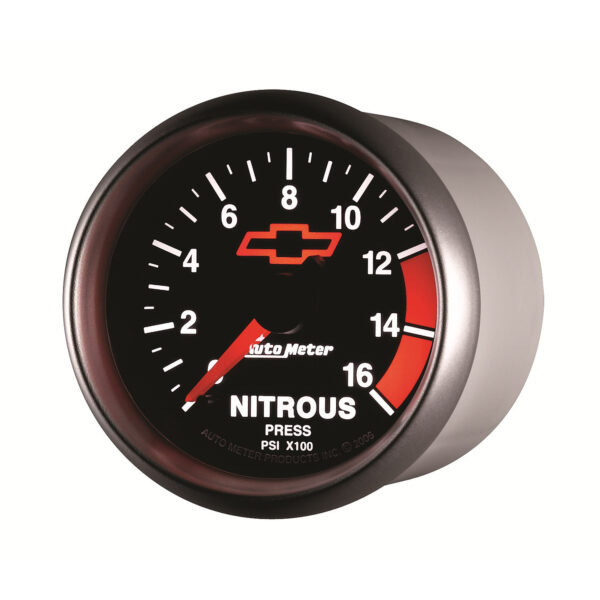 AUTOMETER Nitrous Pressure Gauge 2 1/16", 1600PSI, Digital Stepper Motor, Chevy Red Bowtie, Black - Image 2