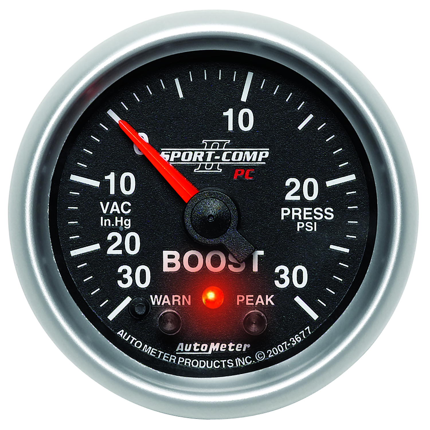 AUTOMETER Vacuum/Boost Gauge 2 1/16", 30Inhg-30PSI, Stepper Motor W/Pk & Wrn, Sport-Comp II