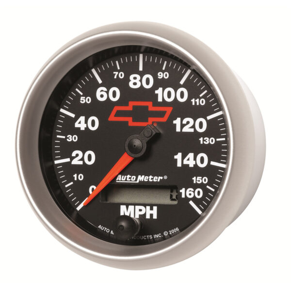 AUTOMETER Speedometer Gauge 3 3/8", 160MPH, Elec. Programmable, Chevy Red Bowtie, Black - Image 2