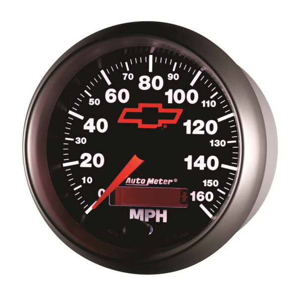 AUTOMETER Speedometer Gauge 3 3/8", 160MPH, Elec. Programmable, Chevy Red Bowtie, Black - Image 3