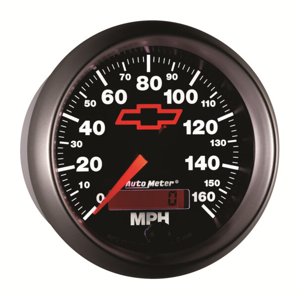 AUTOMETER Speedometer Gauge 3 3/8", 160MPH, Elec. Programmable, Chevy Red Bowtie, Black - Image 6