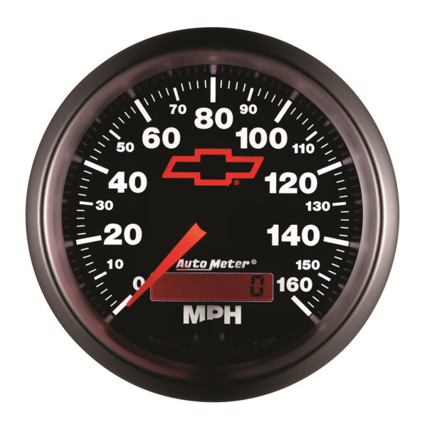 AUTOMETER Speedometer Gauge 3 3/8", 160MPH, Elec. Programmable, Chevy Red Bowtie, Black - Image 4