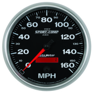 AUTOMETER Speedometer Gauge 5", 160MPH, Elec. Programmable, Sport-Comp II