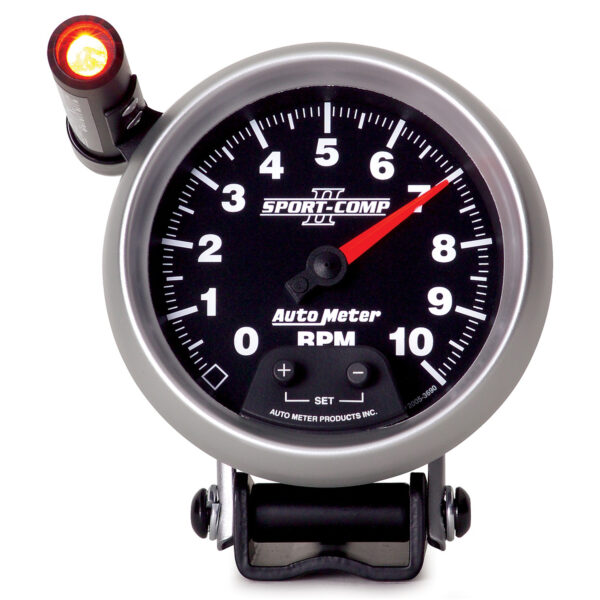 AUTOMETER Tachometer Gauge 3 3/4", 10K RPM, Pedestal W/ Ext. Quick-Lite, Sport-Comp II
