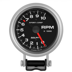AUTOMETER Tachometer Gauge 3 3/4", 10K RPM, Pedestal W/ Red Line, Sport-Comp