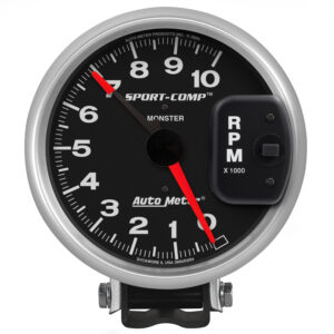 AUTOMETER Tachometer Gauge 5", 10K RPM, Pedestal W/ Red Line, Sport-Comp