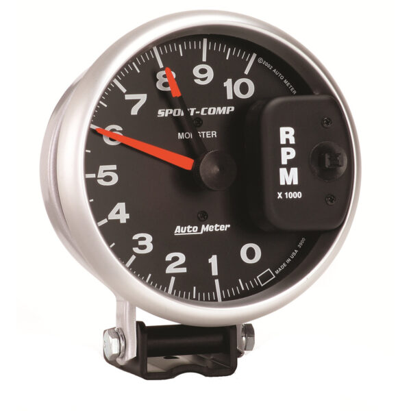 AUTOMETER Tachometer Gauge 5", 10K RPM, Pedestal W/ Red Line, Sport-Comp - Image 2