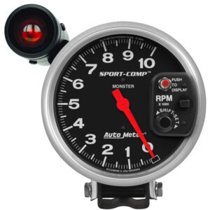 AUTOMETER Tachometer Gauge 5", 10K RPM, Pedestal W/ Ext. Shift-Lite, Sport-Comp
