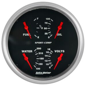 AUTOMETER Gauge, Quad, 5", 0Ωe-90Ωf, Elec, Sport-Comp