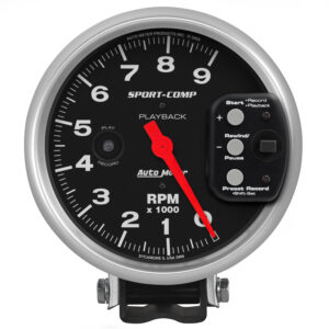 AUTOMETER 5" Sport-Comp Pedestal Tachometer Gauge, 9K RPM with Playback