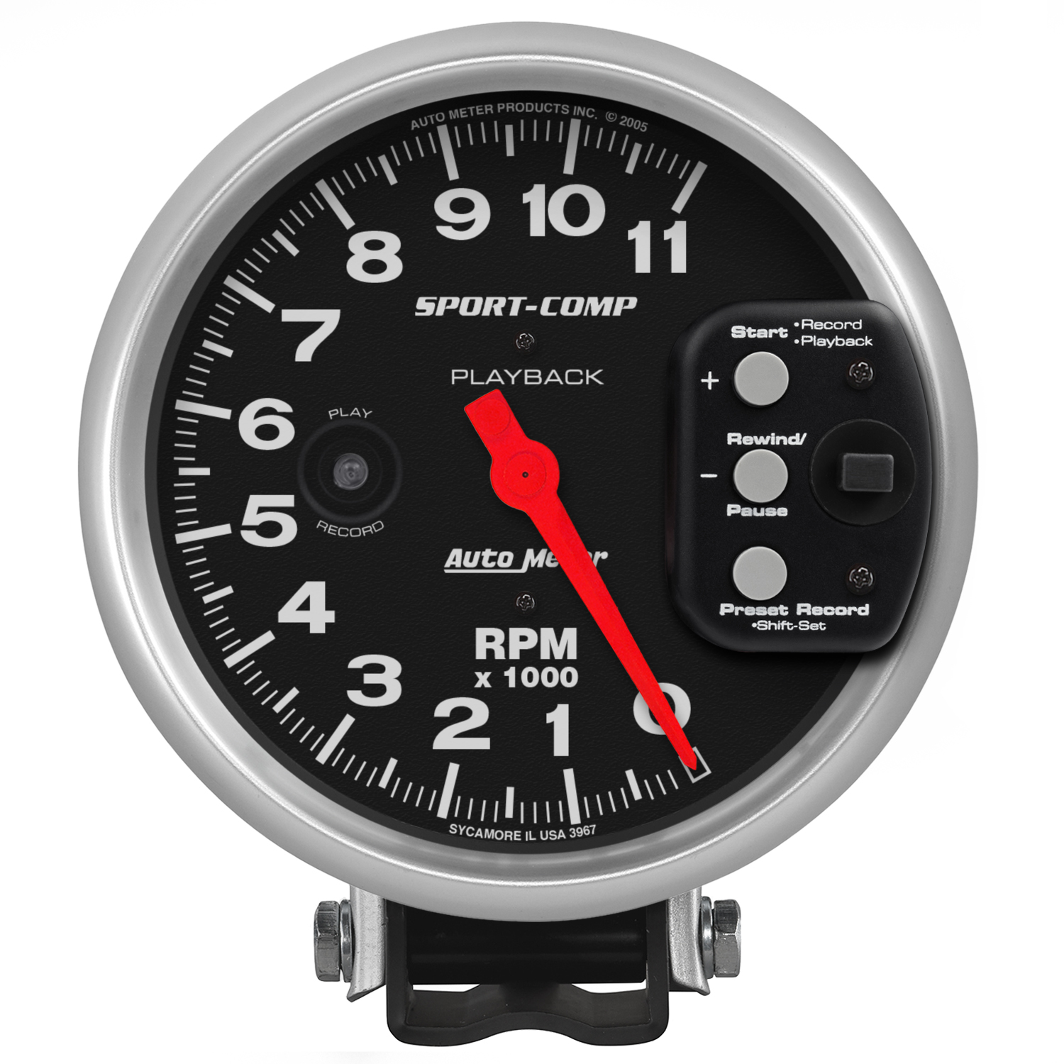 AUTOMETER Tachometer Gauge 5", 11K RPM, Pedestal W/ RPM Playback, Sport-Comp