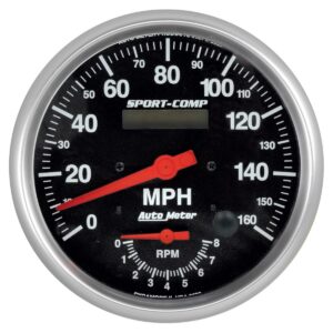 AUTOMETER Gauge, Tach/Speedo, 5", 160MPH & 8K RPM, Elec. Program., Sport-Comp