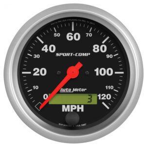 AUTOMETER Speedometer Gauge 3 3/8", 120MPH, Elec. Program W/ LCD Odo, Sport-Comp