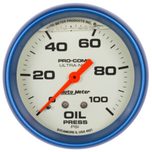 AUTOMETER Oil Pressure Gauge 2 5/8", 100PSI, Liquid Filled Mech, Glow In  Dark, Ultra-Nite