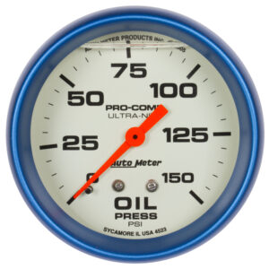 AUTOMETER Oil Pressure Gauge 2 5/8", 150PSI, Liquid Filled Mech, Glow In  Dark, Ultra-Nite