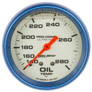 AUTOMETER Oil Temperature Gauge 2 5/8", 140-280°f, Liquid Filled Mech, Glow In Dark, Ultra-Nite