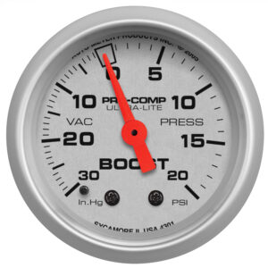 AUTOMETER Vacuum/Boost Gauge 2 1/16", 30Inhg-20PSI, Mechanical, Ultra-Lite