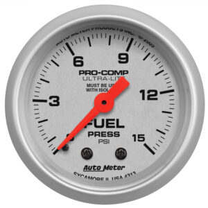 AUTOMETER Fuel Pressure Gauge 2 1/16", 15PSI, Mechanical W/Isolator, Ultra-Lite