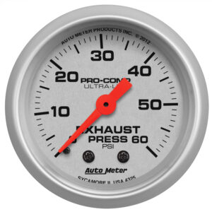 AUTOMETER Exhaust Pressure Gauge 2 1/16", 60PSI, Mechanical, Ultra-Lite