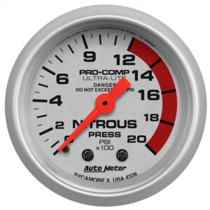 AUTOMETER Nitrous Pressure Gauge 2 1/16", 2000PSI, Mechanical, Ultra-Lite