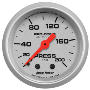 AUTOMETER Pressure Gauge 2 1/16", 200PSI, Mechanical, Ultra-Lite