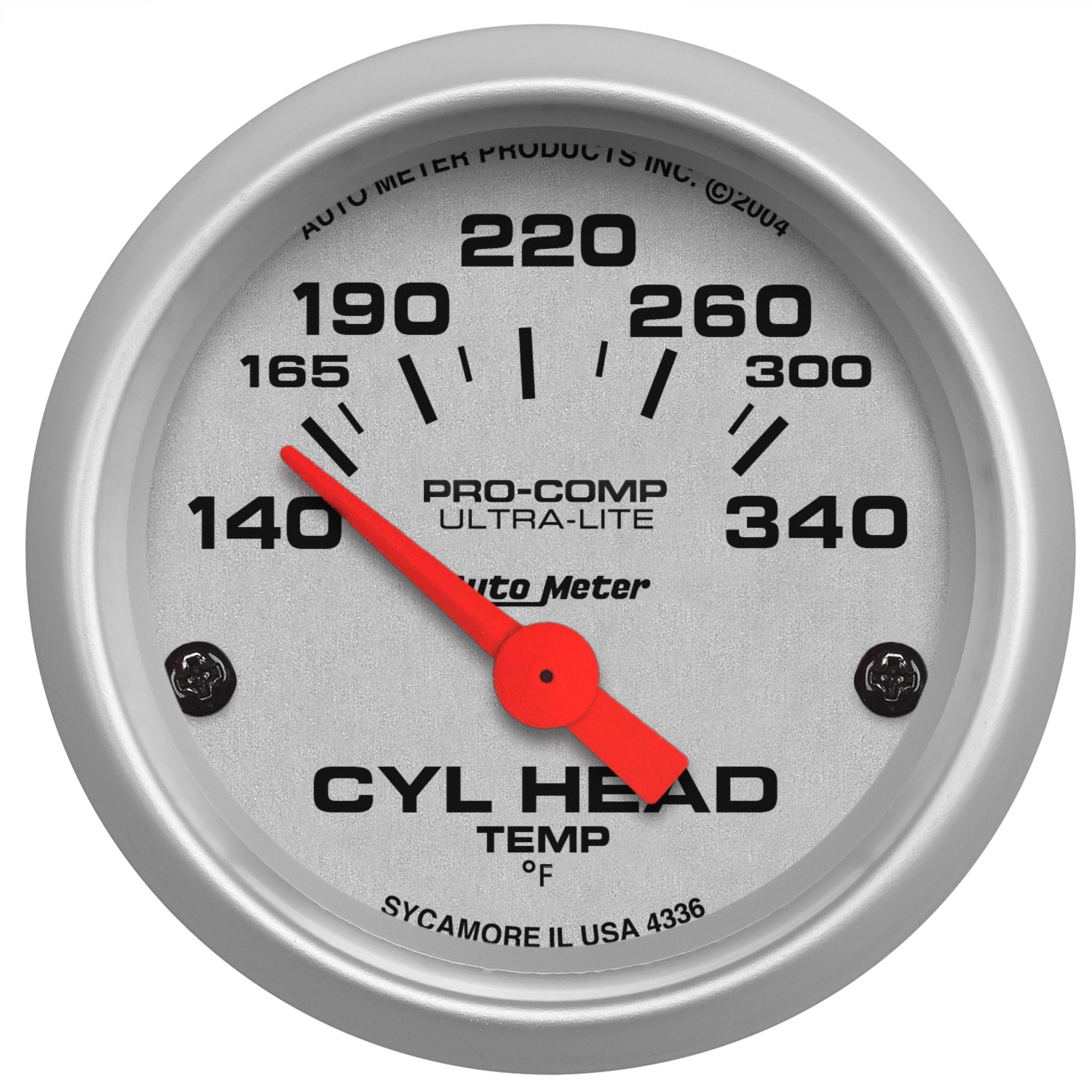 AUTOMETER Gauge, Cylinder Head Temp, 2 1/16", 140-340&deg;f, Electric, Ultra-Lite