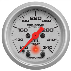 AUTOMETER Oil Temperature Gauge 2 1/16", 340°F, Stepper Motor W/Peak & Warn, Ultra-Lite