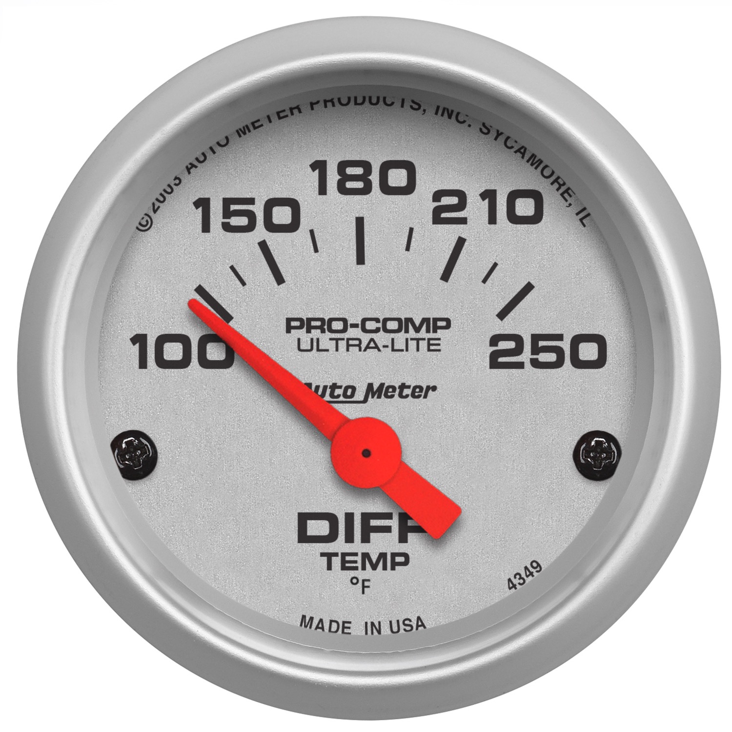 AUTOMETER Gauge, Differential Temp, 2 1/16", 100-250°f, Electric, Ultra-Lite