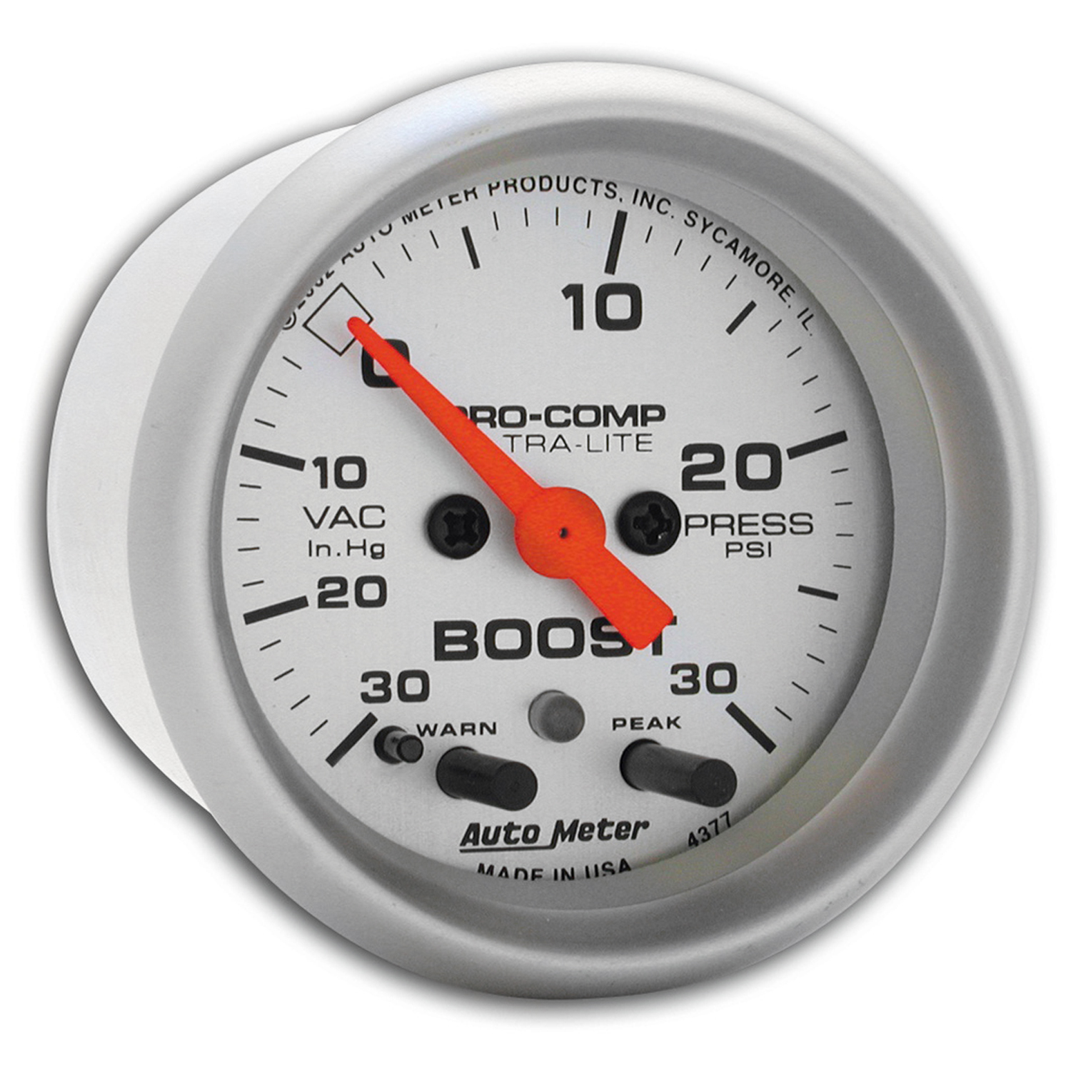 AUTOMETER Vacuum/Boost Gauge 2 1/16", 30Inhg-30PSI, Stepper Motor W/Peak & Warn, Ultra-Lite - Image 2