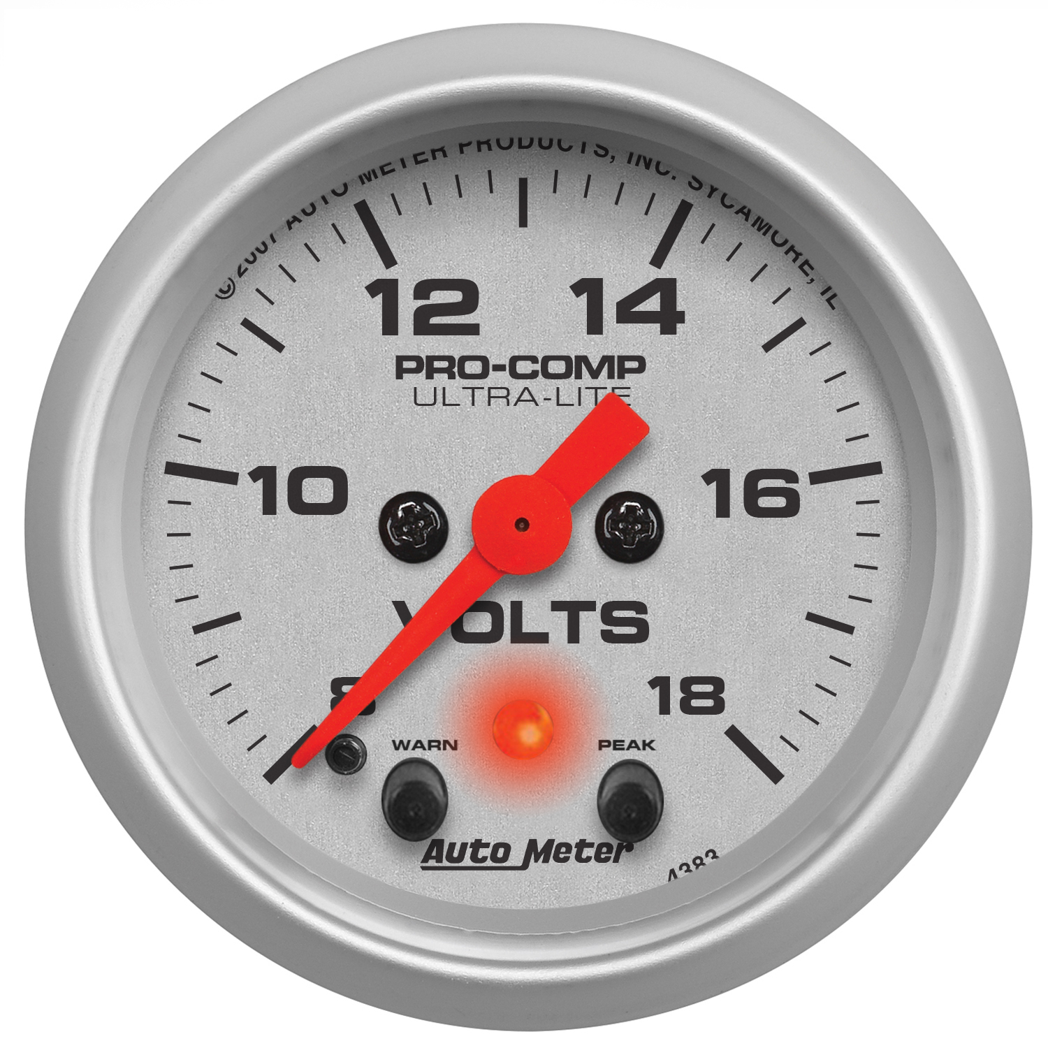 AUTOMETER Voltmeter Gauge 2 1/16", 18V, Digital Stepper Motor W/Peak & Warn, Ultra-Lite