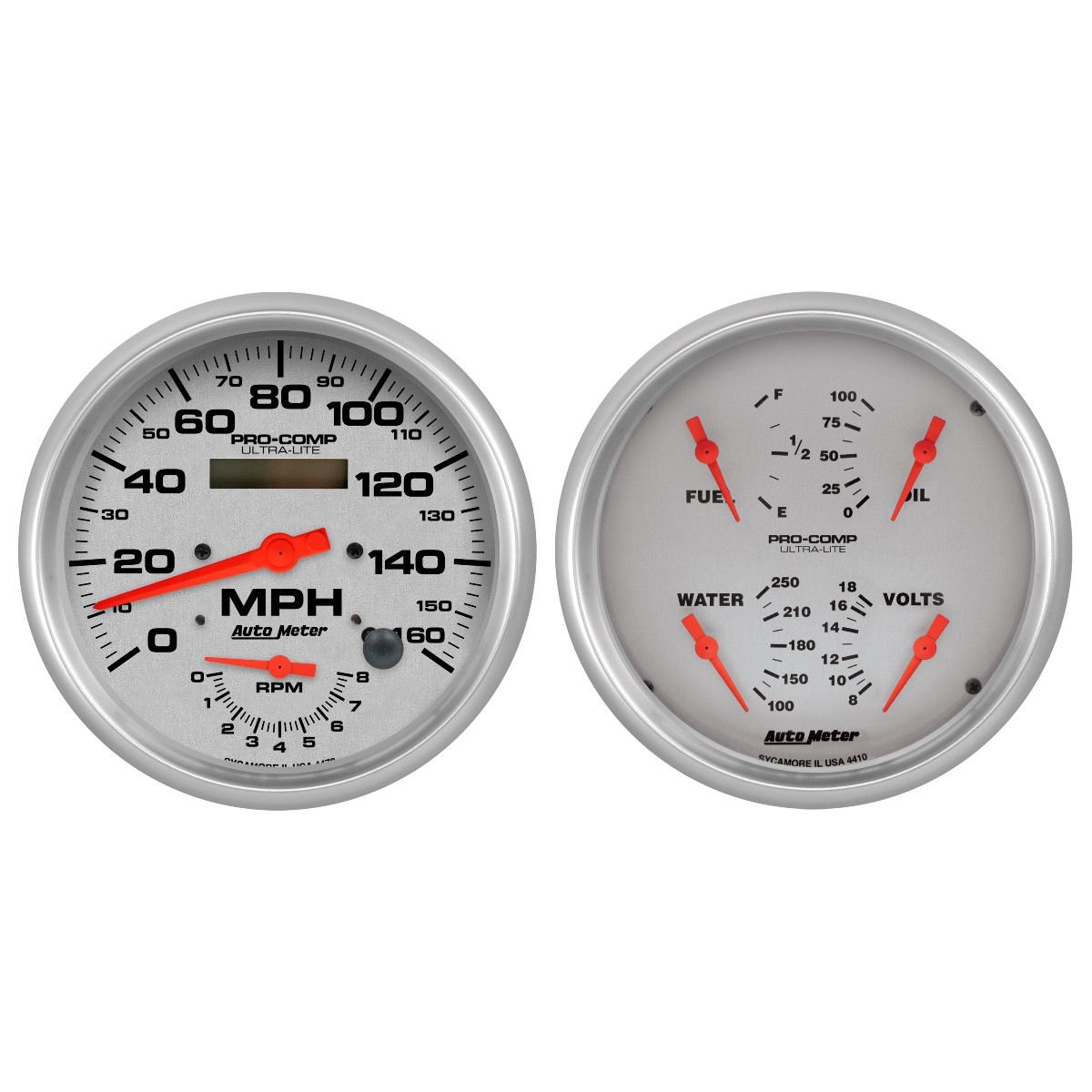 AUTOMETER Gauge Kit, 2 Pc., Quad & Tach/Speedo, 5", Ultra-Lite