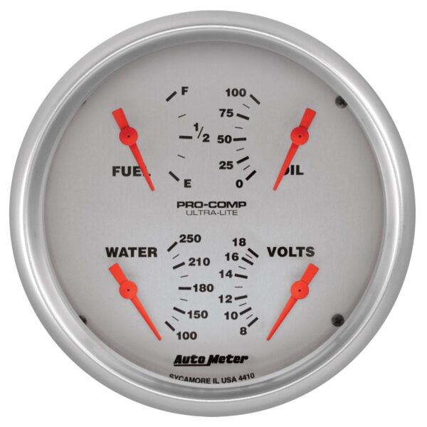 AUTOMETER Gauge, Quad, 5", 240Ωe-33Ωf, Elec, Ultra-Lite