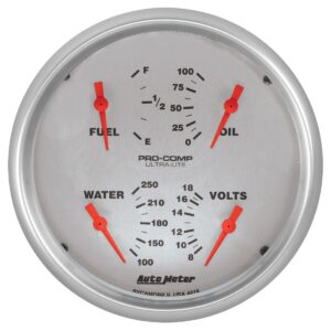 AUTOMETER Gauge, Quad, 5", 0Ωe-90Ωf, Elec, Ultra-Lite
