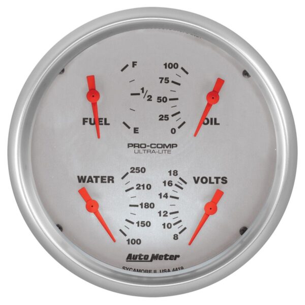 AUTOMETER Gauge, Quad, 5", 0Ωe-90Ωf, Elec, Ultra-Lite