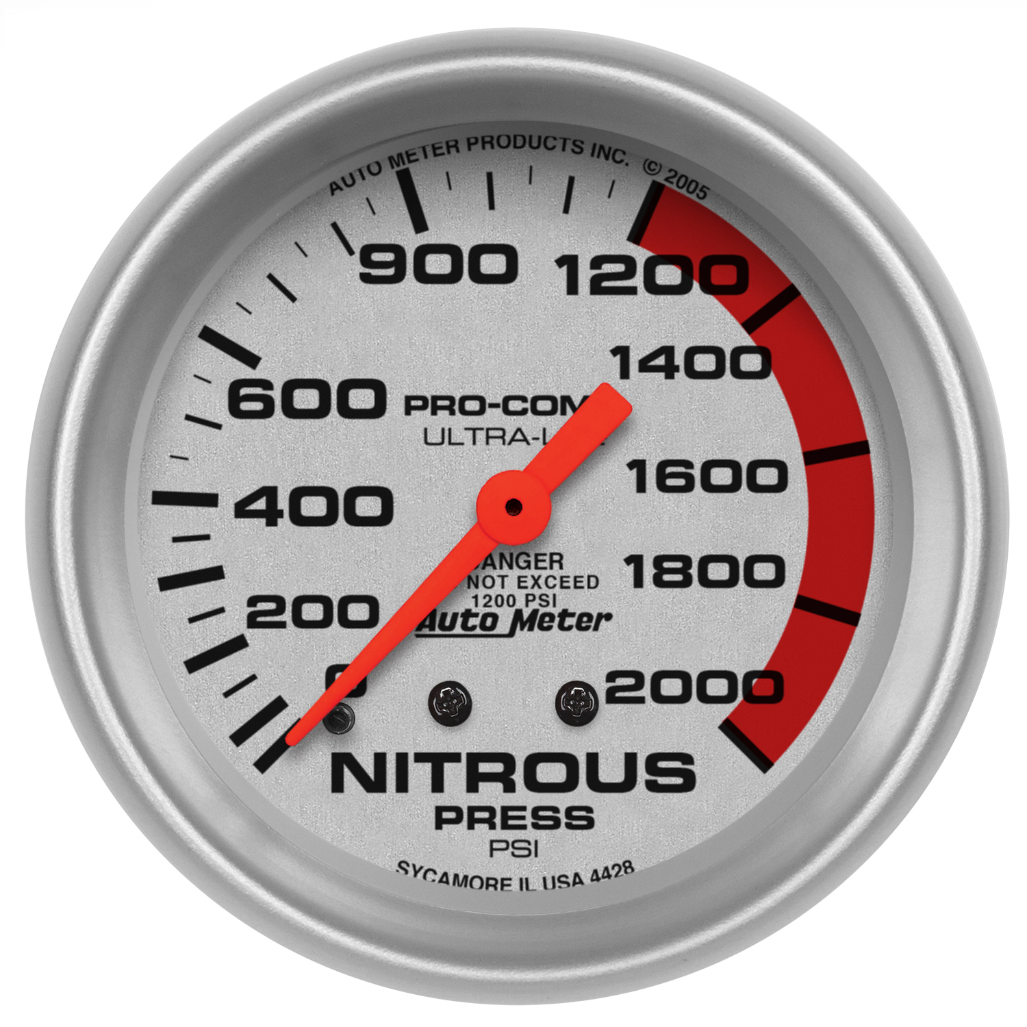 AUTOMETER Nitrous Pressure Gauge 2 5/8", 2000PSI, Mechanical, Ultra-Lite
