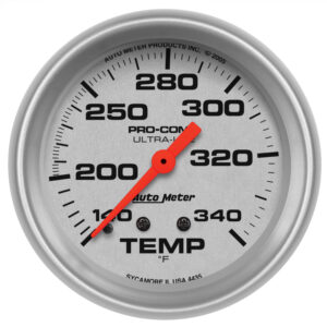 AUTOMETER Temperature Gauge 2 5/8", 140-340°f, Mechanical, 8ft, Ultra-Lite