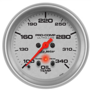 AUTOMETER Oil Temperature Gauge 2 5/8", 140-340°f, Stepper Motor W/Peak & Warn, Ultra-Lite